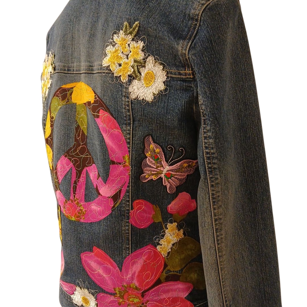 Upcycled Denim Jacket Boho Style Reworked - Picture 7 of 12